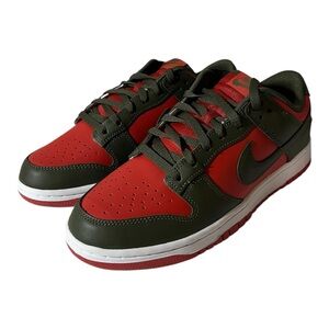 Size 10 Nike Dunk Low Mens Cargo Khaki Mystic Red Freddy Sneakers DV0833-600